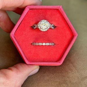 1.5 Ct vintage look silver Modern Gents Grace and Forever wedding set. Size 4.5